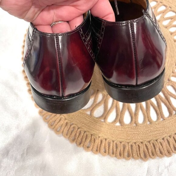 BALLY Wingtip Mens Oxford Shoes Ledar Leather Burgundy Size 10D - Picture 7 of 9
